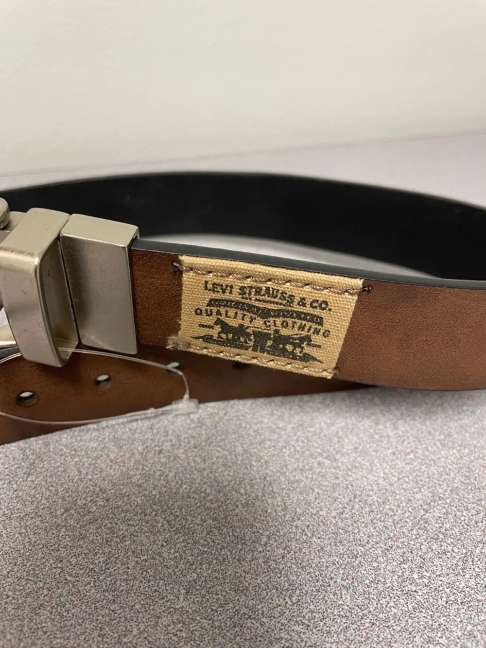 Levi's Kids Brown and Black Reversible Belt with Silver Buckle Size M